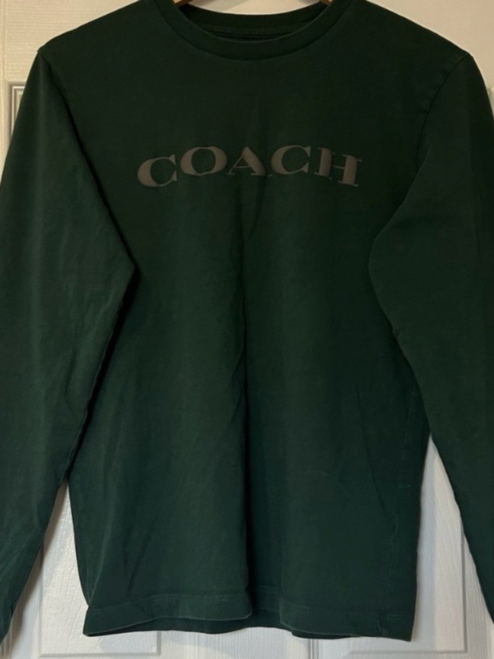 Coach Forest Green Long Sleeve Logo Tee Men’s XS